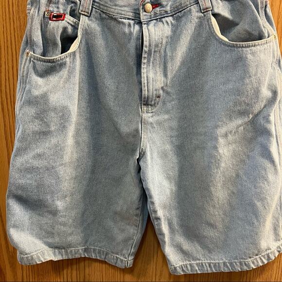Vintage Bugle Boy Light Wash Carpenter Jean Shorts Men's Size 38 - Picture 3 of 8